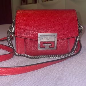 Mini red Givenchy GV3 bag with chain handle